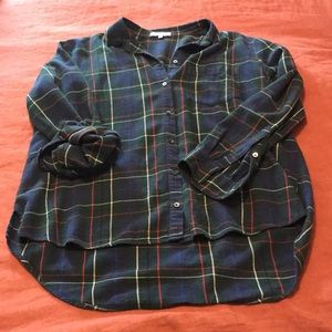 Madewell Flannel Oversized Ex-Boyfriend Shirt in Dark Plaid size Large